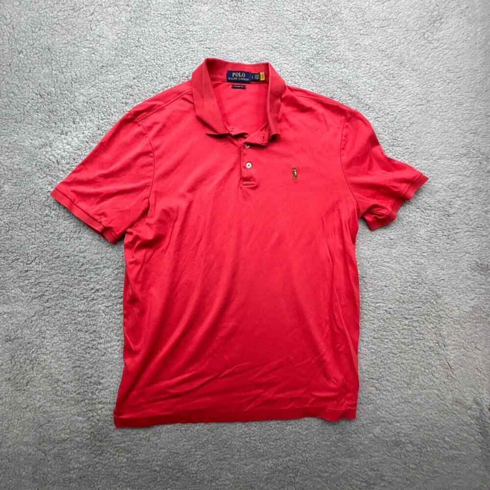 Ralph Lauren Polo Mens L‎ Red Flesh Pony Soft Touch Classic Fit Short Sleeve